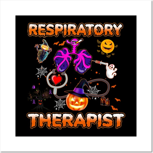 Respiratory Therapist Halloween Zombie Costume Scary Pumpkin Wall Art by Sky full of art